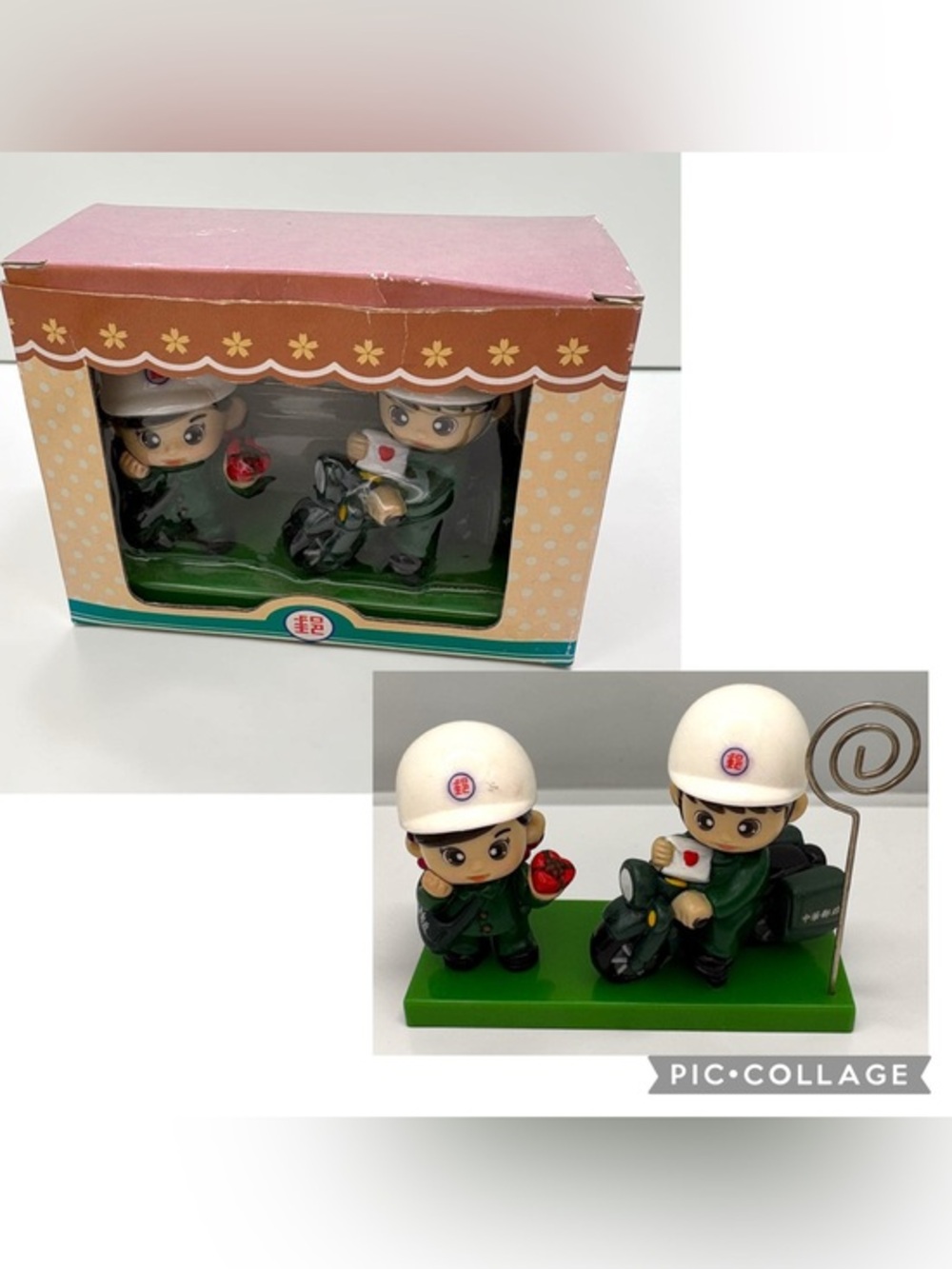 NOS Y2K Taiwan Post Chunghwa Postal Worker Memo Photo Clip Holder Figurine w/Box